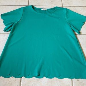 Teal scalloped shirt